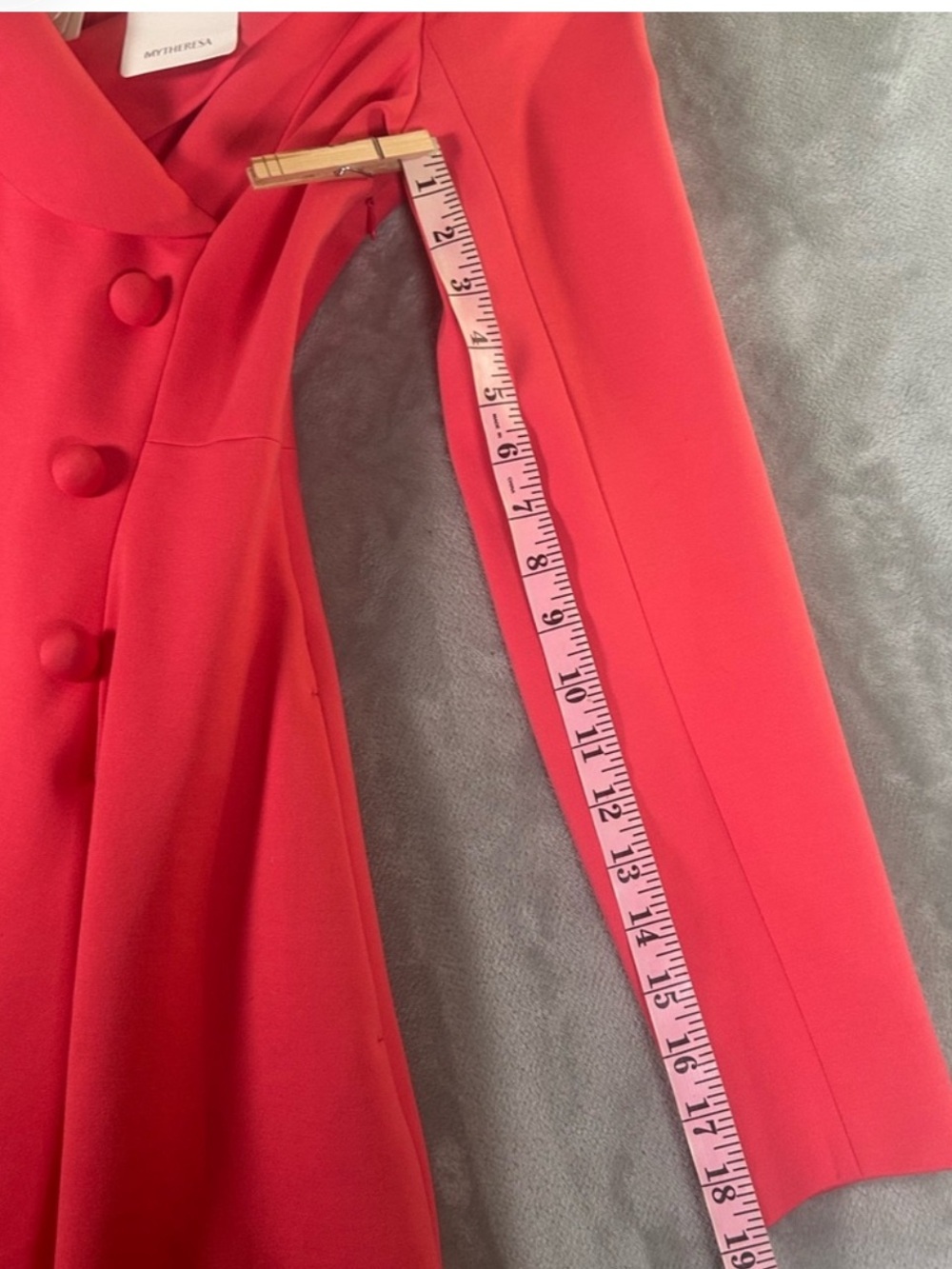 Dorothee Schumacher Off-Shoulder Coral Long-Sleeve Double-Breasted Midi Dress - Picture 14 of 16